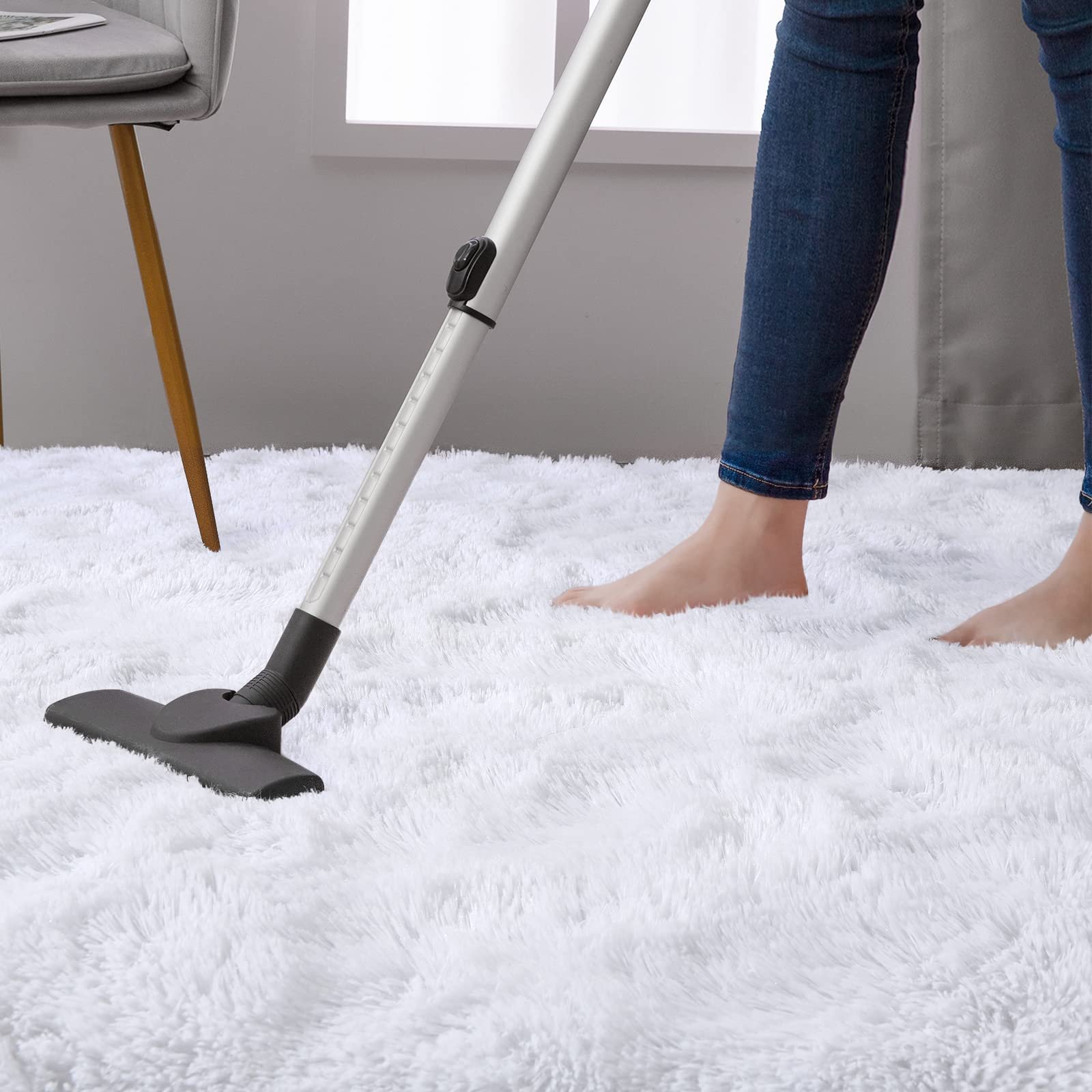 JS BROKERAGE Fluffy White Rugs for Bedroom Living Room, 5x8 Feet Soft Plush Shaggy Ivory Cream Girls Boys Kids Rug, Non-Slip and Machine Washable Carpet for Dorm Nursery Classroom Decor - Image 7