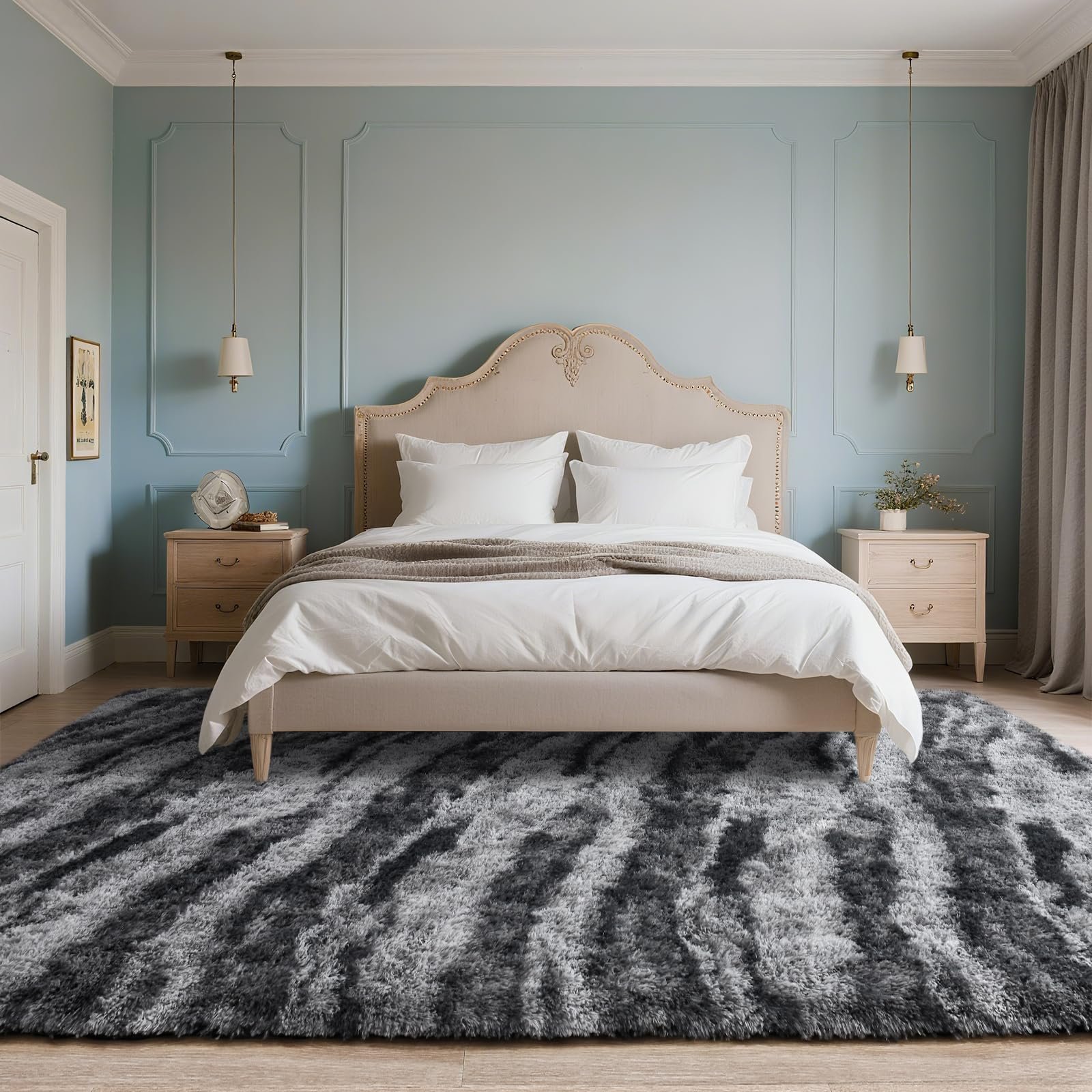 JS BROKERAGE Fluffy Grey Rug for Bedroom Living Room, 6x9 Feet Rectangle Large Plush Fuzzy Carpet for Girls Kids Boys, Non-Slip and Washable Rug for Nursery Classroom Decor, Grey - Image 4