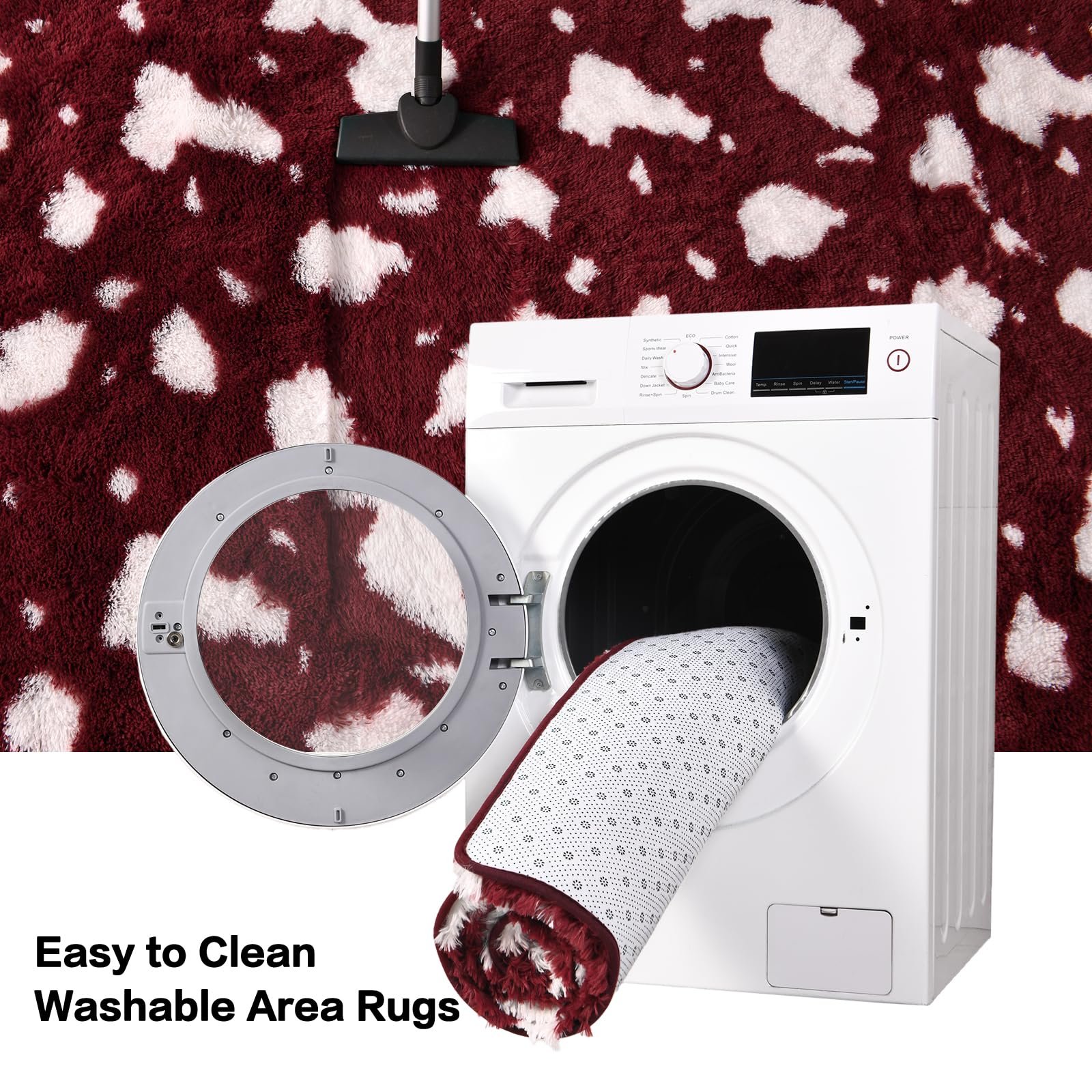 JS BROKERAGE Fluffy Area Rugs for Bedroom Living Room, 6x9 Feet Rug for Boys Kids Girls Room, Soft Shaggy High Pile Indoor Bedside Throw Carpet for Nursery Dorms Home Decor Aesthetic, Burgundy Red - Image 5