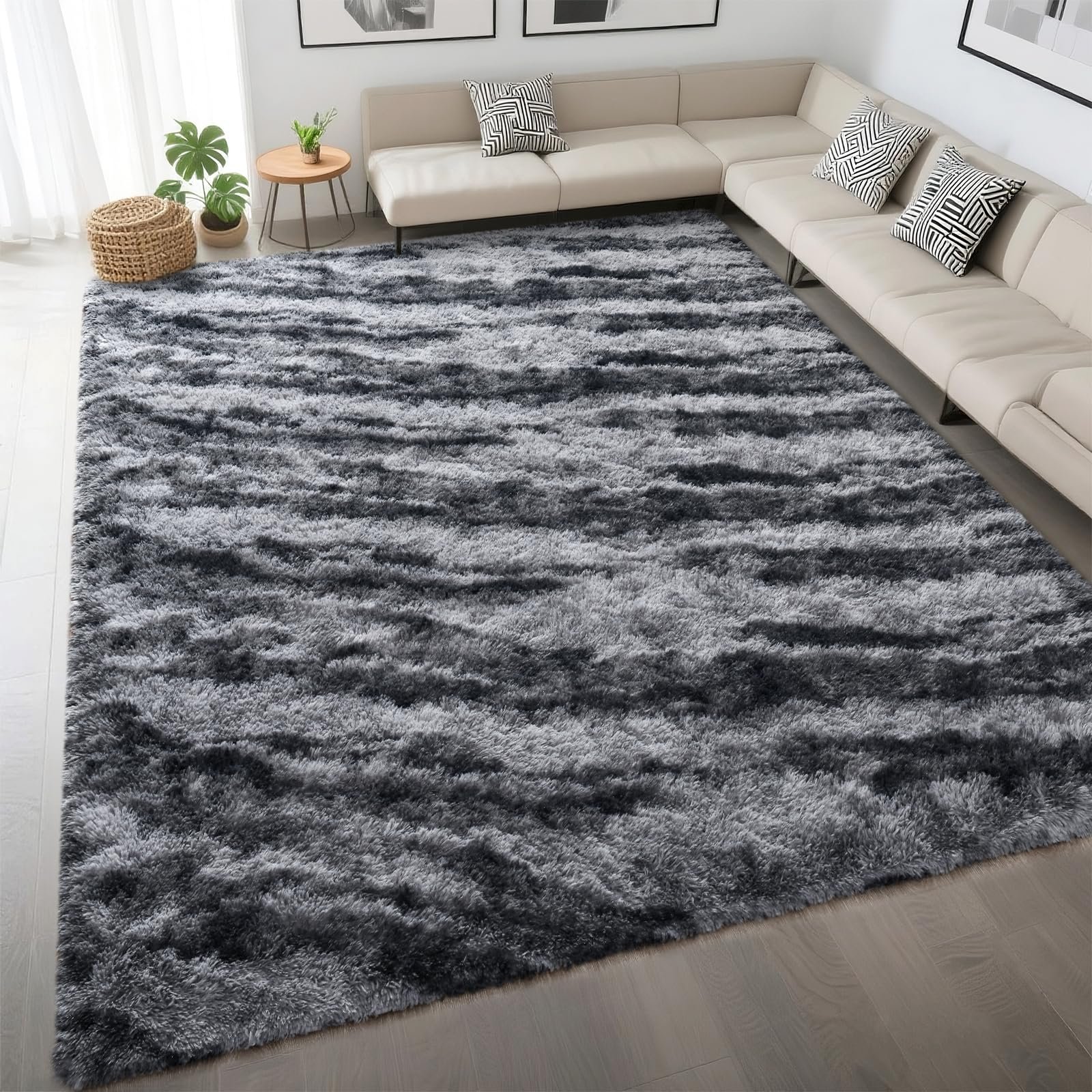 JS BROKERAGE Fluffy Grey Rug for Bedroom Living Room, 6x9 Feet Rectangle Large Plush Fuzzy Carpet for Girls Kids Boys, Non-Slip and Washable Rug for Nursery Classroom Decor, Grey - Image 7