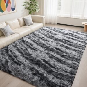 JS BROKERAGE Fluffy Grey Rug for Bedroom Living Room, 6x9 Feet Rectangle Large Plush Fuzzy Carpet for Girls Kids Boys, Non-Slip and Washable Rug for Nursery Classroom Decor, Grey
