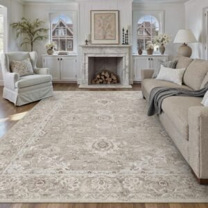 2x3 Blue Cream Washable Area Rug for Entryway Neutral Floral Soft Non Slip