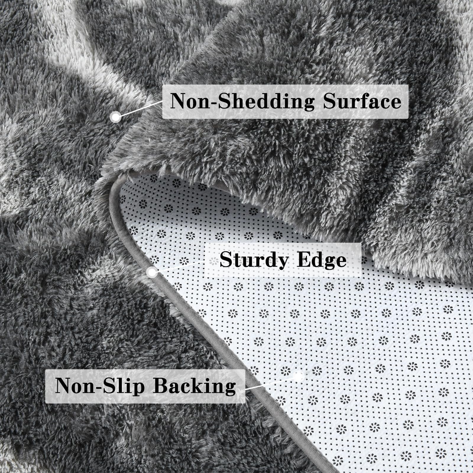 JS BROKERAGE Fluffy Grey Rug for Bedroom Living Room, 6x9 Feet Rectangle Large Plush Fuzzy Carpet for Girls Kids Boys, Non-Slip and Washable Rug for Nursery Classroom Decor, Grey - Image 5